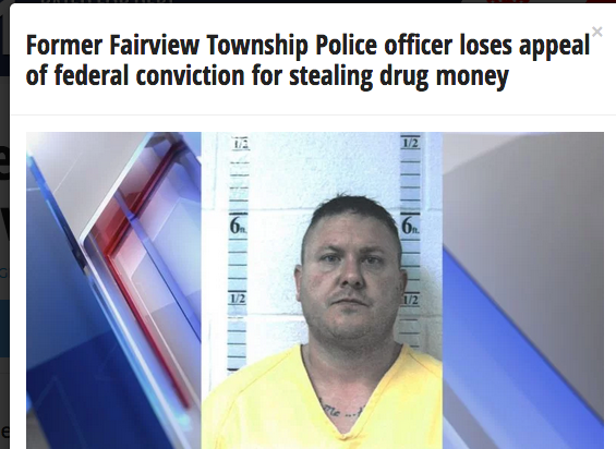 Former Fairview Township Police officer loses appeal of federal conviction for stealing drug money