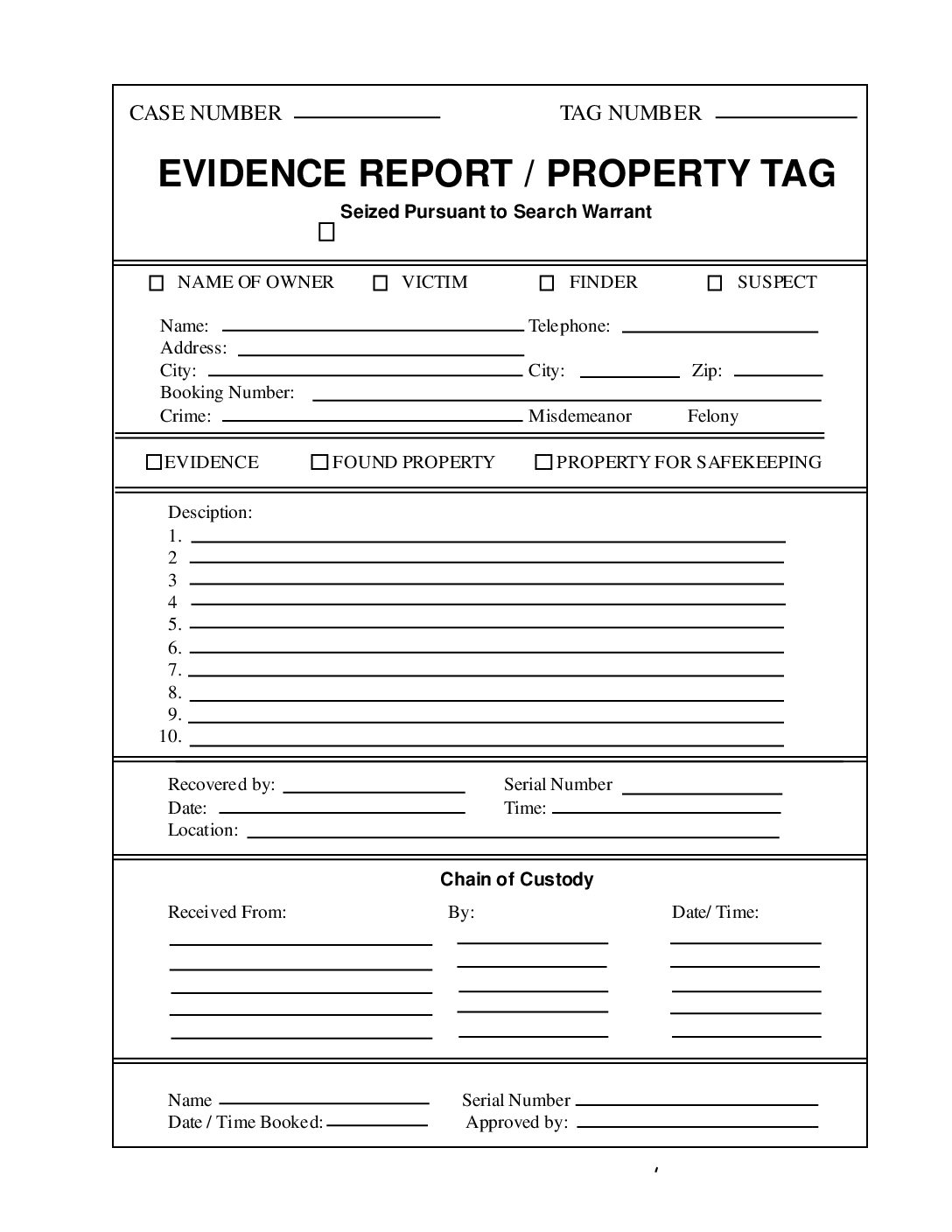 Evidence Log 